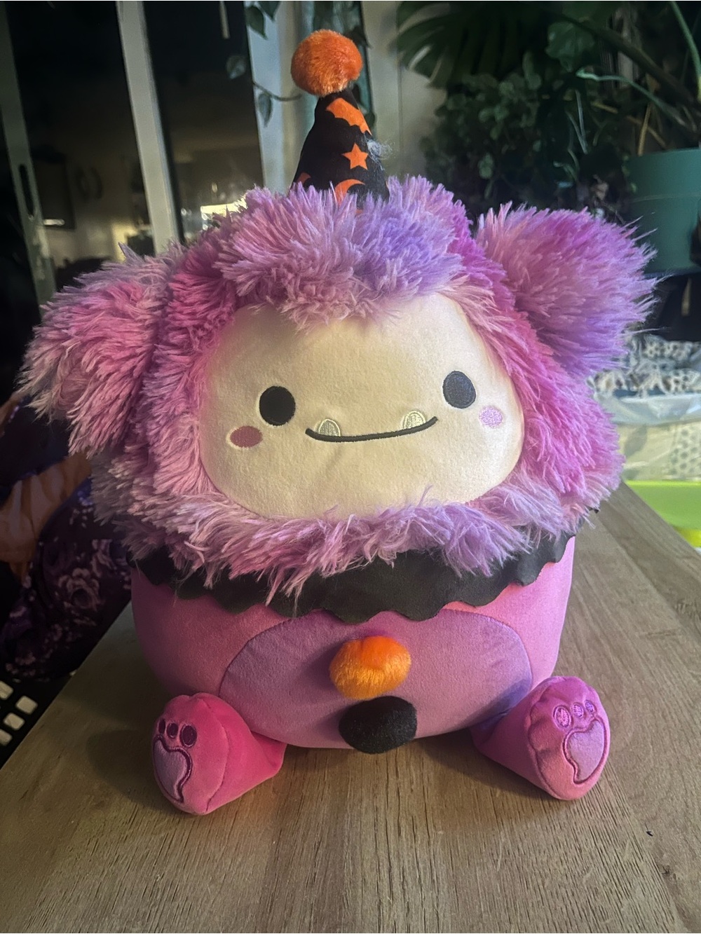 Squishmallow 20" Woxie The Magenta Bigfoot In Clown Costume